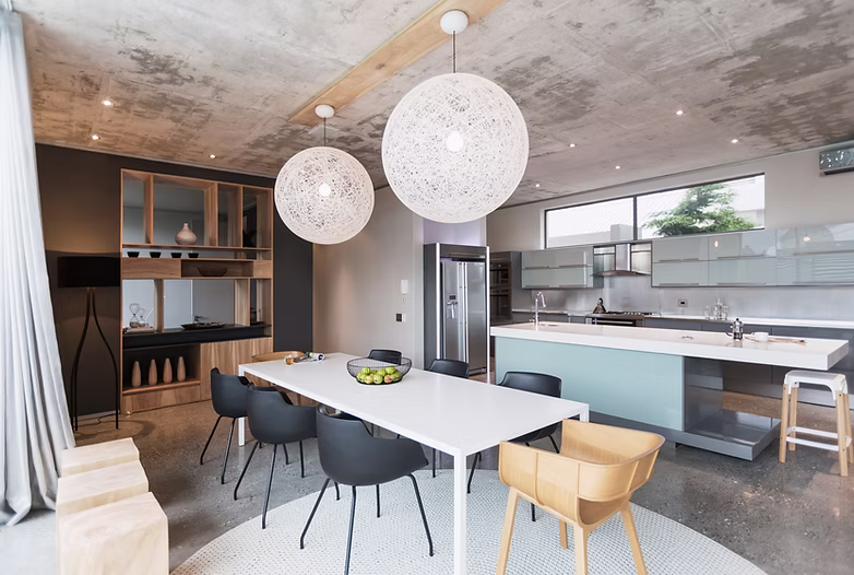 Custom pendant lighting in a modern kitchen
