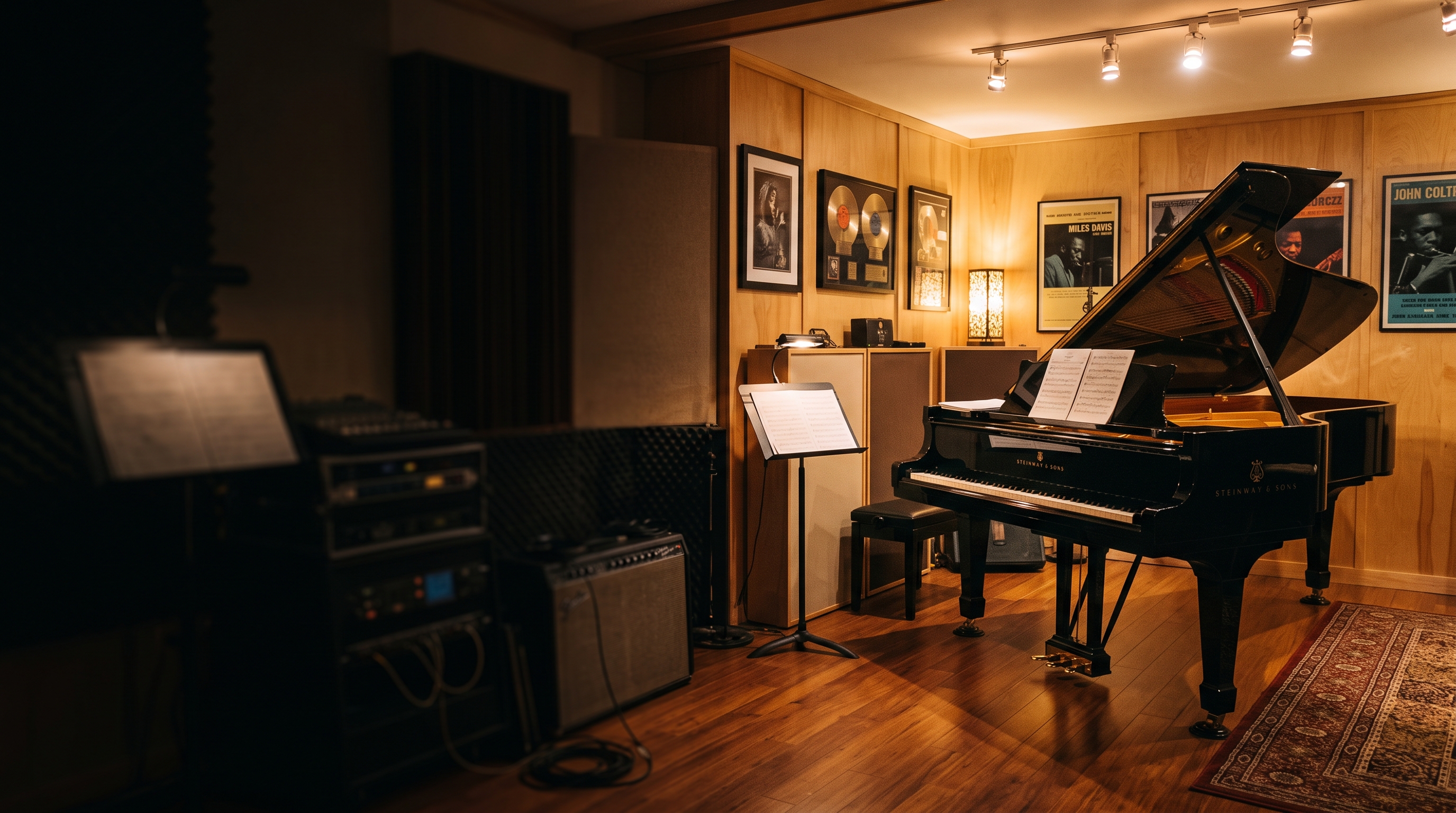 Music academy studio with a grand piano